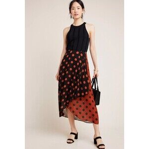 NWOT MAEVE OB972906 Oksana Midi Skirt Polka Dot Feminine Brunch SIZE XS